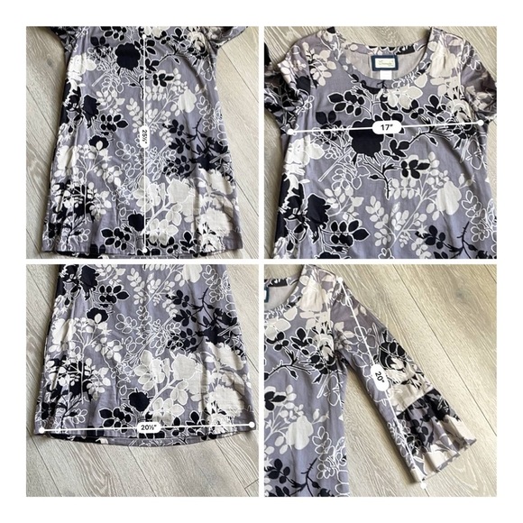 FRANCESCA‎ COLLECTION EMMELEE Floral Shift Dress Sz Med Bell 3/4 Ruffled Sleeves - Picture 5 of 6